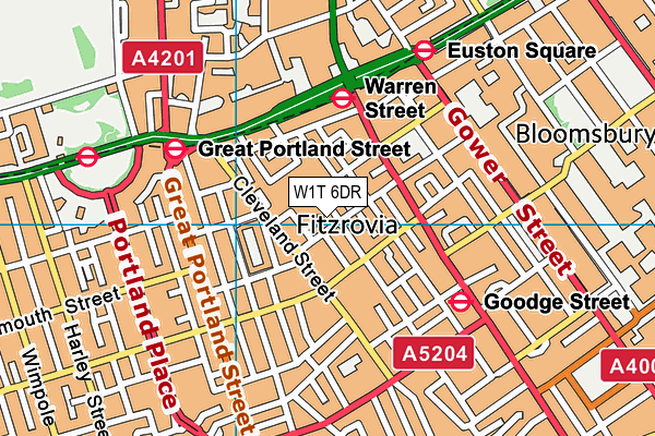 W1T 6DR map - OS VectorMap District (Ordnance Survey)