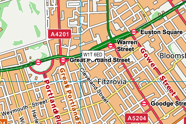 W1T 6ED map - OS VectorMap District (Ordnance Survey)