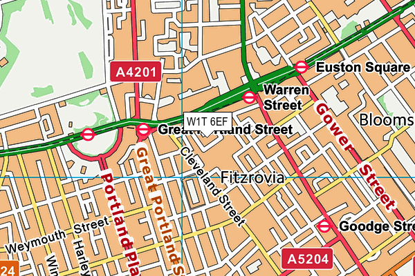 W1T 6EF map - OS VectorMap District (Ordnance Survey)
