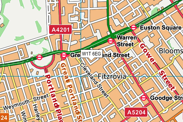 W1T 6EG map - OS VectorMap District (Ordnance Survey)
