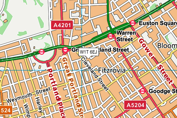 W1T 6EJ map - OS VectorMap District (Ordnance Survey)