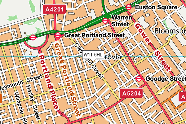 W1T 6HL map - OS VectorMap District (Ordnance Survey)