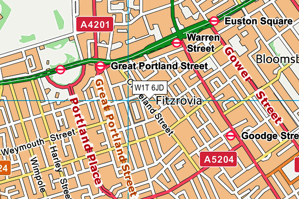 W1T 6JD map - OS VectorMap District (Ordnance Survey)