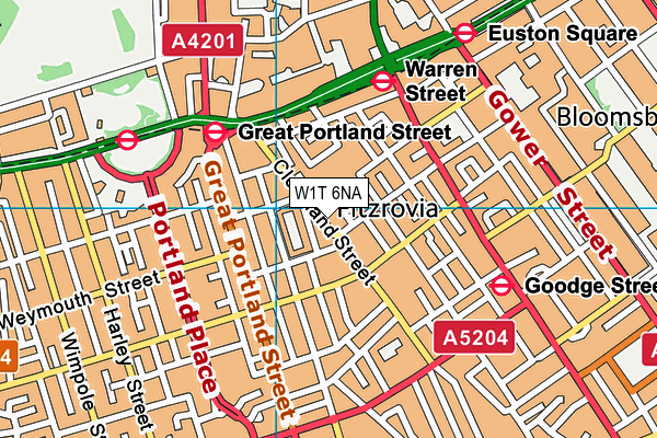 W1T 6NA map - OS VectorMap District (Ordnance Survey)