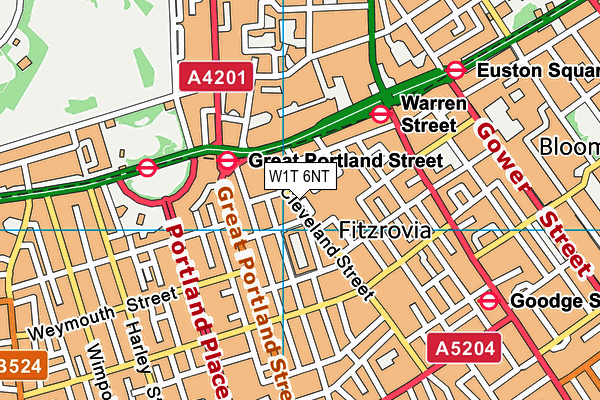 W1T 6NT map - OS VectorMap District (Ordnance Survey)