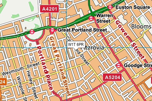 W1T 6PR map - OS VectorMap District (Ordnance Survey)
