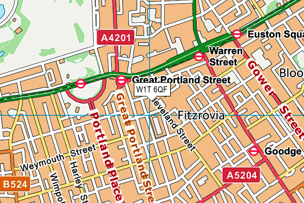 W1T 6QF map - OS VectorMap District (Ordnance Survey)