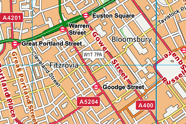 Fitness First (London Tottenham Court Road) map (W1T 7PA) - OS VectorMap District (Ordnance Survey)