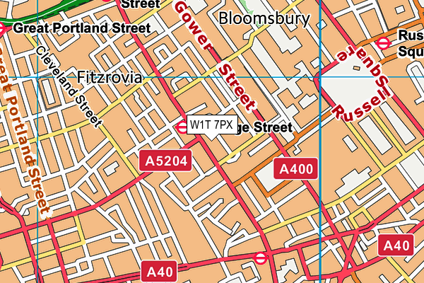 W1T 7PX map - OS VectorMap District (Ordnance Survey)