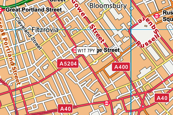 W1T 7PY map - OS VectorMap District (Ordnance Survey)