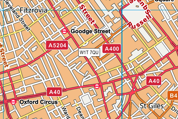 W1T 7QU map - OS VectorMap District (Ordnance Survey)