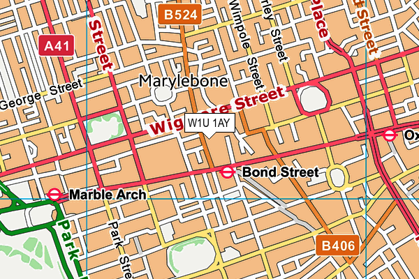 W1U 1AY map - OS VectorMap District (Ordnance Survey)