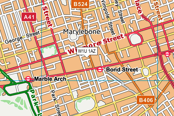 W1U 1AZ map - OS VectorMap District (Ordnance Survey)