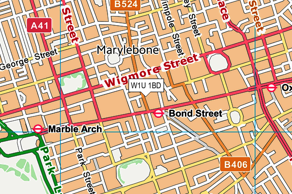 W1U 1BD map - OS VectorMap District (Ordnance Survey)