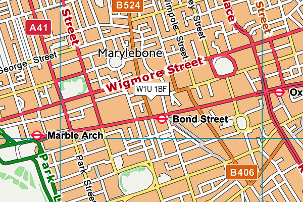 W1U 1BF map - OS VectorMap District (Ordnance Survey)