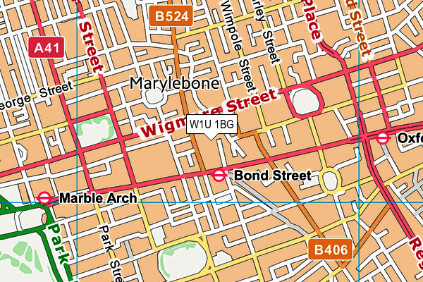 W1U 1BG map - OS VectorMap District (Ordnance Survey)