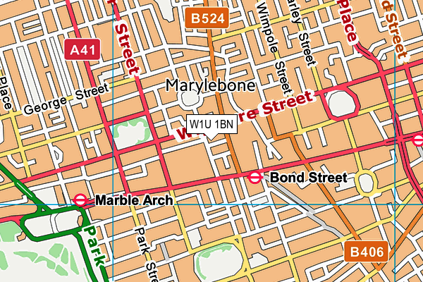 W1U 1BN map - OS VectorMap District (Ordnance Survey)