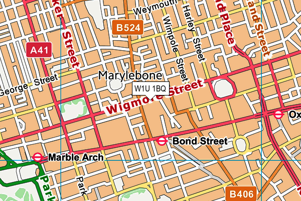 W1U 1BQ map - OS VectorMap District (Ordnance Survey)