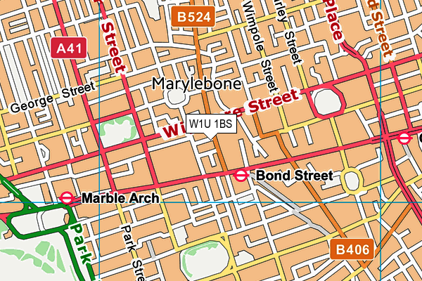W1U 1BS map - OS VectorMap District (Ordnance Survey)