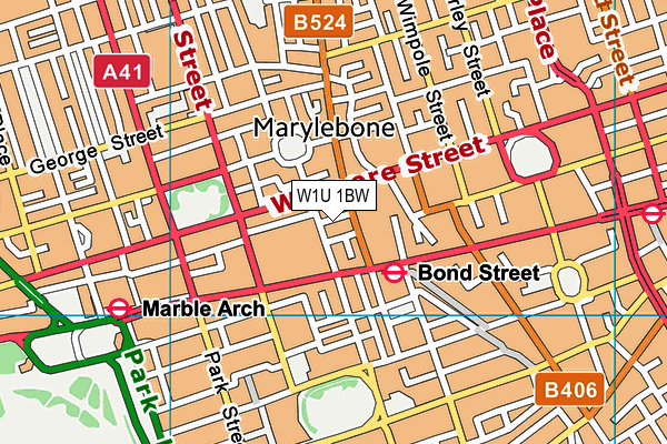 W1U 1BW map - OS VectorMap District (Ordnance Survey)