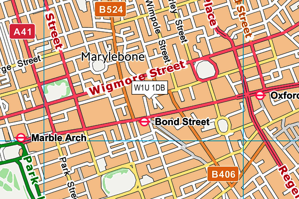 W1U 1DB map - OS VectorMap District (Ordnance Survey)