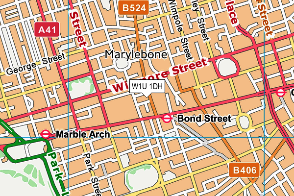 W1U 1DH map - OS VectorMap District (Ordnance Survey)