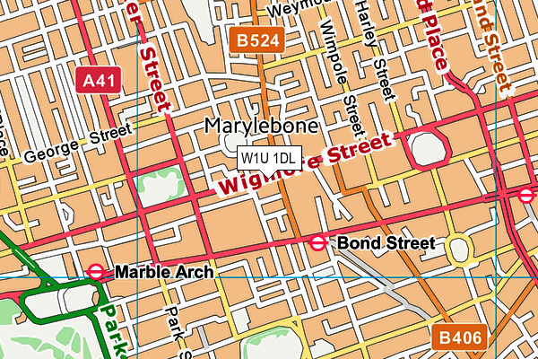 W1U 1DL map - OS VectorMap District (Ordnance Survey)
