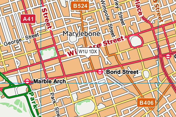 W1U 1DX map - OS VectorMap District (Ordnance Survey)