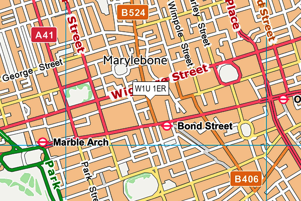 W1U 1ER map - OS VectorMap District (Ordnance Survey)
