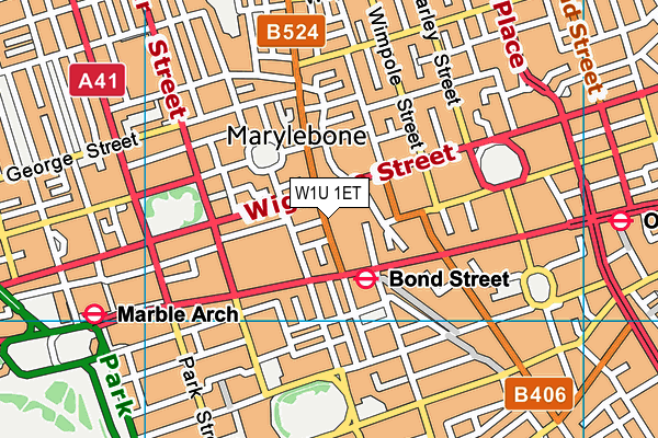 W1U 1ET map - OS VectorMap District (Ordnance Survey)