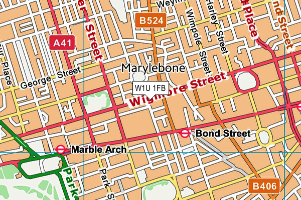 W1U 1FB map - OS VectorMap District (Ordnance Survey)