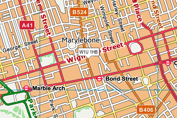 W1U 1HB map - OS VectorMap District (Ordnance Survey)