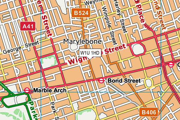W1U 1HD map - OS VectorMap District (Ordnance Survey)