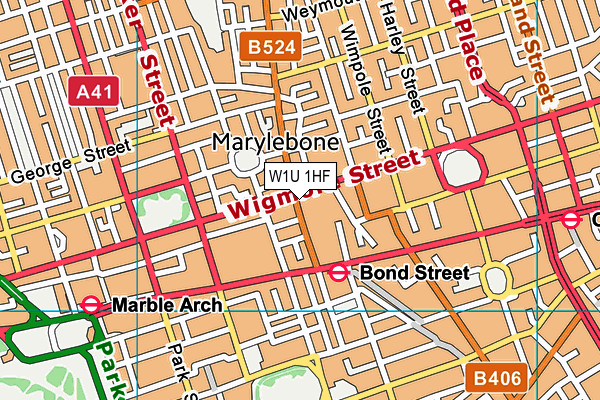 W1U 1HF map - OS VectorMap District (Ordnance Survey)