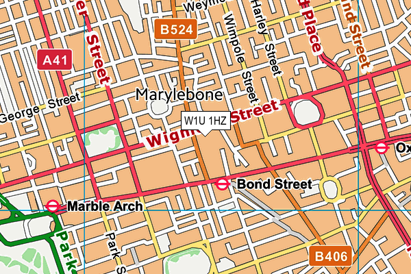W1U 1HZ map - OS VectorMap District (Ordnance Survey)