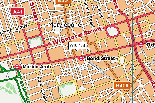 W1U 1JB map - OS VectorMap District (Ordnance Survey)