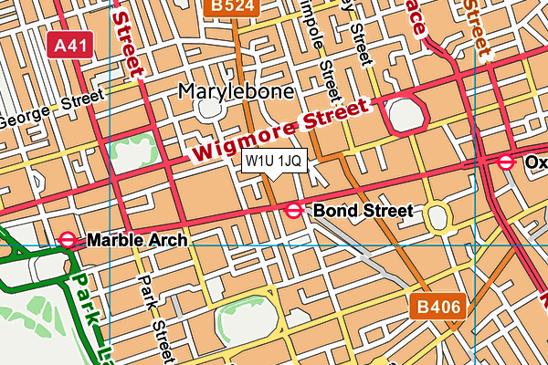 W1U 1JQ map - OS VectorMap District (Ordnance Survey)