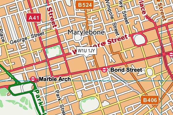 W1U 1JY map - OS VectorMap District (Ordnance Survey)