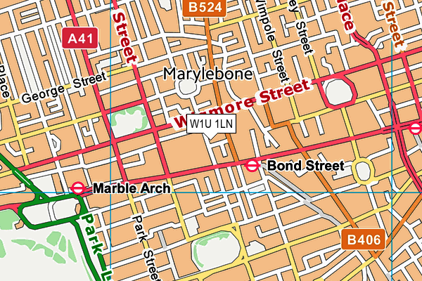W1U 1LN map - OS VectorMap District (Ordnance Survey)