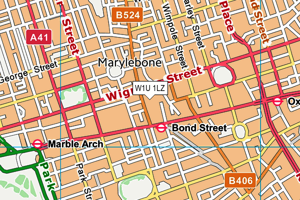 W1U 1LZ map - OS VectorMap District (Ordnance Survey)