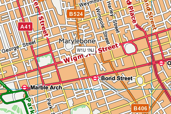 W1U 1NJ map - OS VectorMap District (Ordnance Survey)