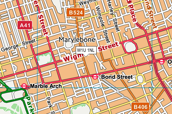 W1U 1NL map - OS VectorMap District (Ordnance Survey)