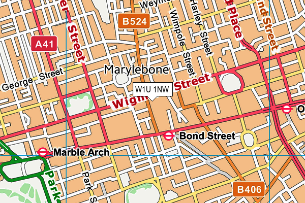 W1U 1NW map - OS VectorMap District (Ordnance Survey)