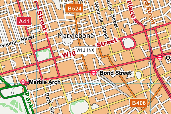 W1U 1NX map - OS VectorMap District (Ordnance Survey)
