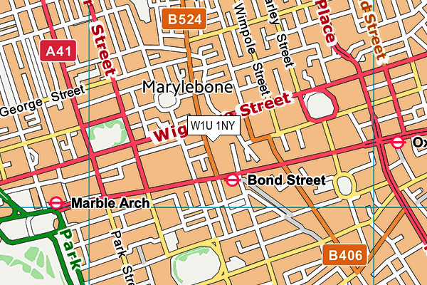 W1U 1NY map - OS VectorMap District (Ordnance Survey)