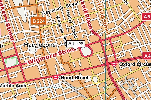 W1U 1PB map - OS VectorMap District (Ordnance Survey)