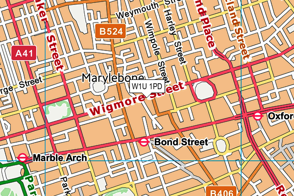 W1U 1PD map - OS VectorMap District (Ordnance Survey)