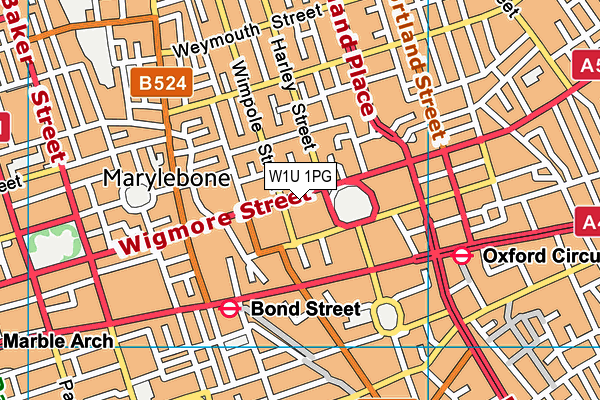 W1U 1PG map - OS VectorMap District (Ordnance Survey)