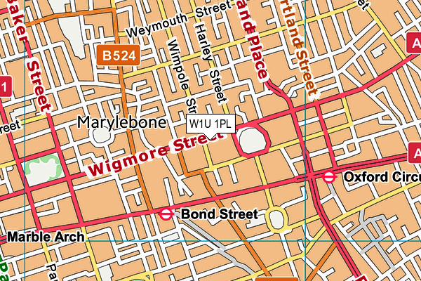 W1U 1PL map - OS VectorMap District (Ordnance Survey)