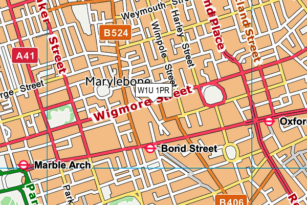 W1U 1PR map - OS VectorMap District (Ordnance Survey)